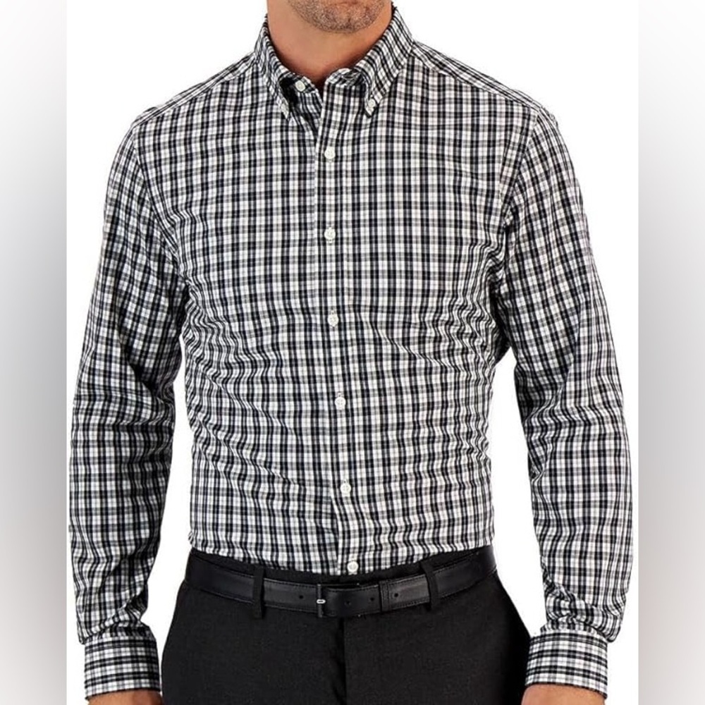 Mens Club Room Tech Woven Button Down NWT - B5